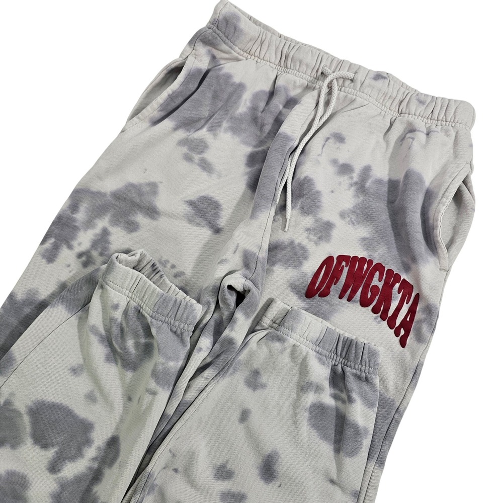 Odd Future OFWGKTA Tie Dye Sweatpants Joggers Size M‎ Grey White Red Logo Zumiez
